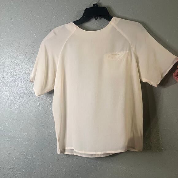 Laura & Jane Collection Womens Silk Blouse w/Pocket M Old Money Foundation Piece - Picture 2 of 11